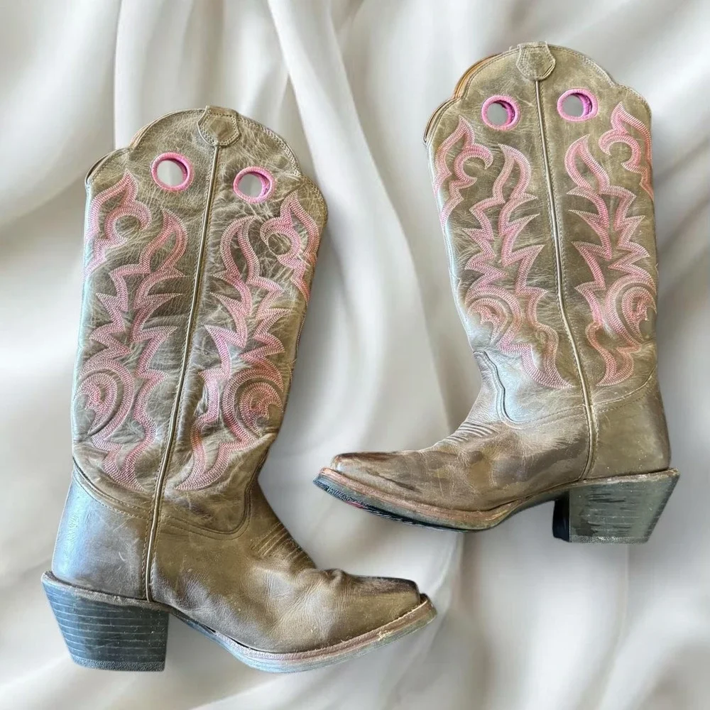 Y2K vintage pink Tony Lama cowgirl boots western country boho